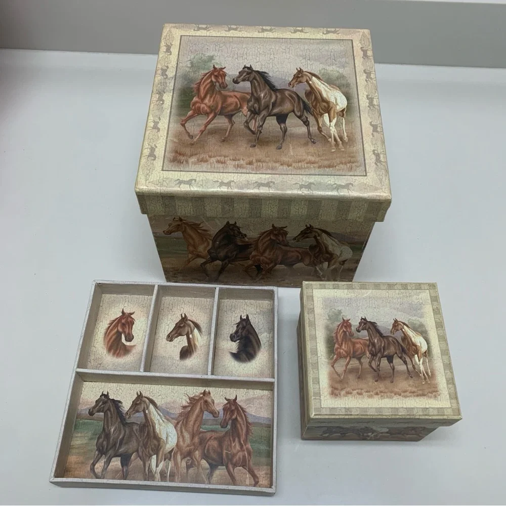 Wild Horses Jewelry Trinket Decorative Storage Box Set - Picture 12 of 14